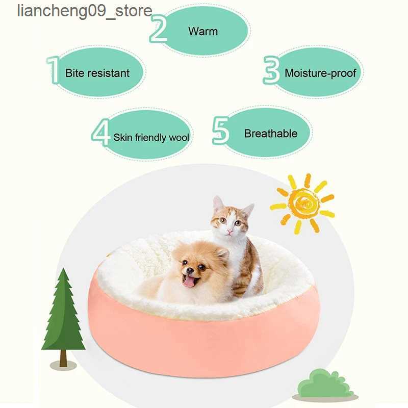 kennels pens Pet dog bed warm house pink circular nest pet shelter suitable for small and medium-sized dogs cats puppies comfortable warm sleep basket