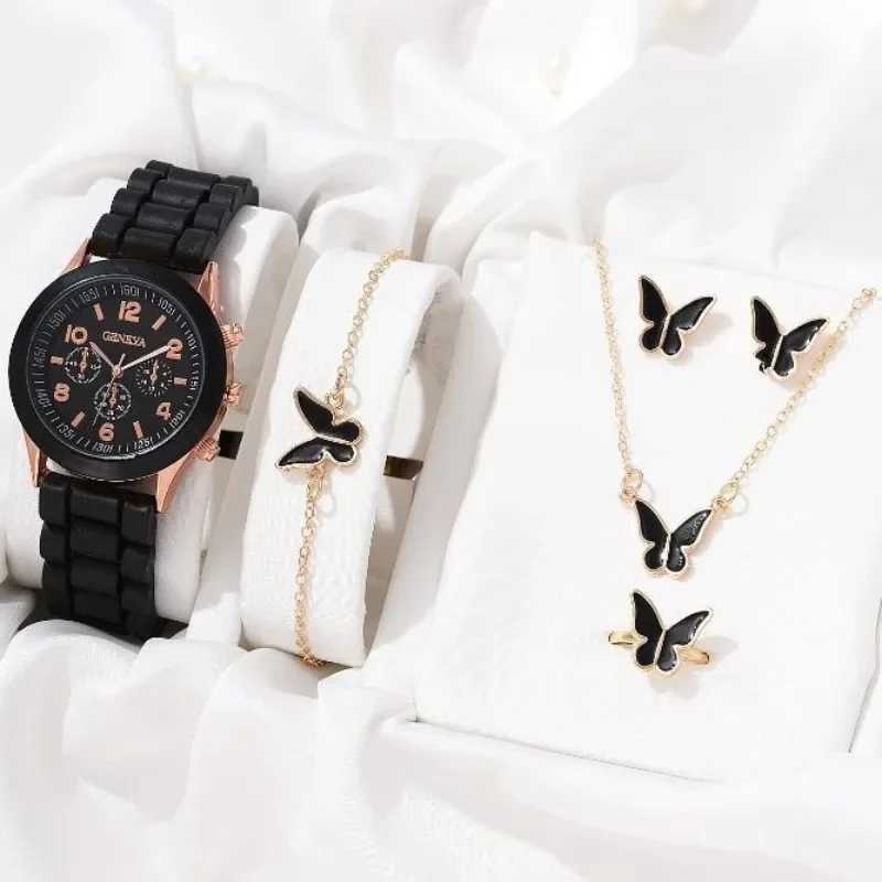 5-piece luxury watch necklace earrings rhinestones fashion watch Fem casual womens watch bracelet set watch X241106