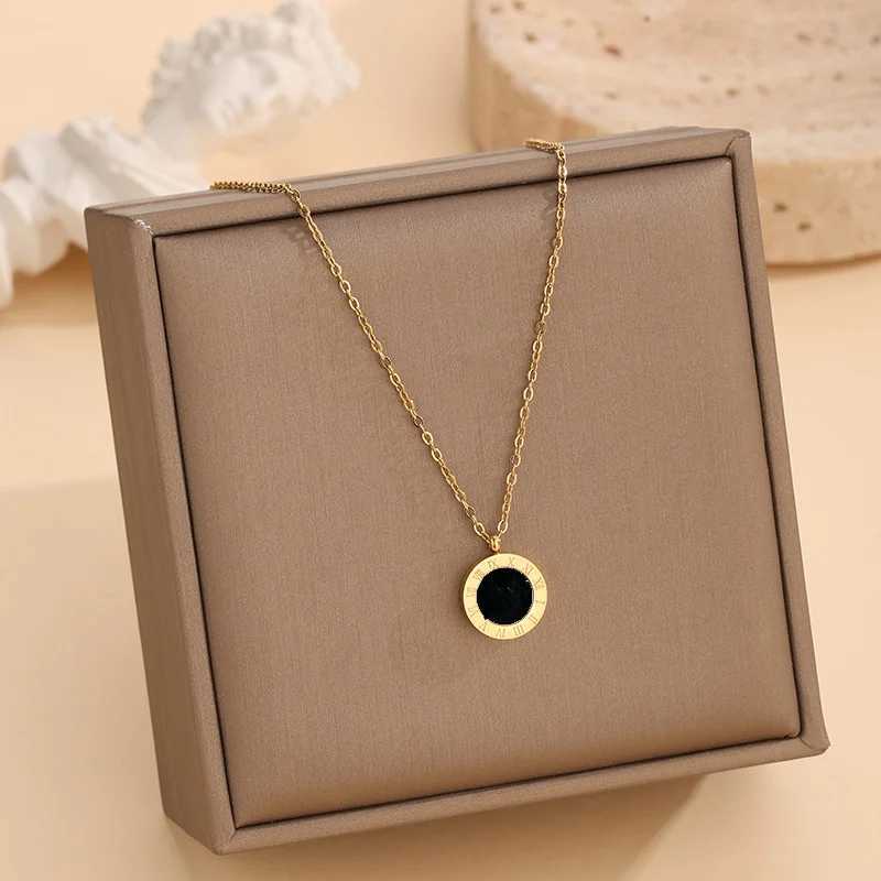 Fl 304 stainless steel black and white shell Ran digital O chain necklace bracelet earrings womens jewelry set X241106