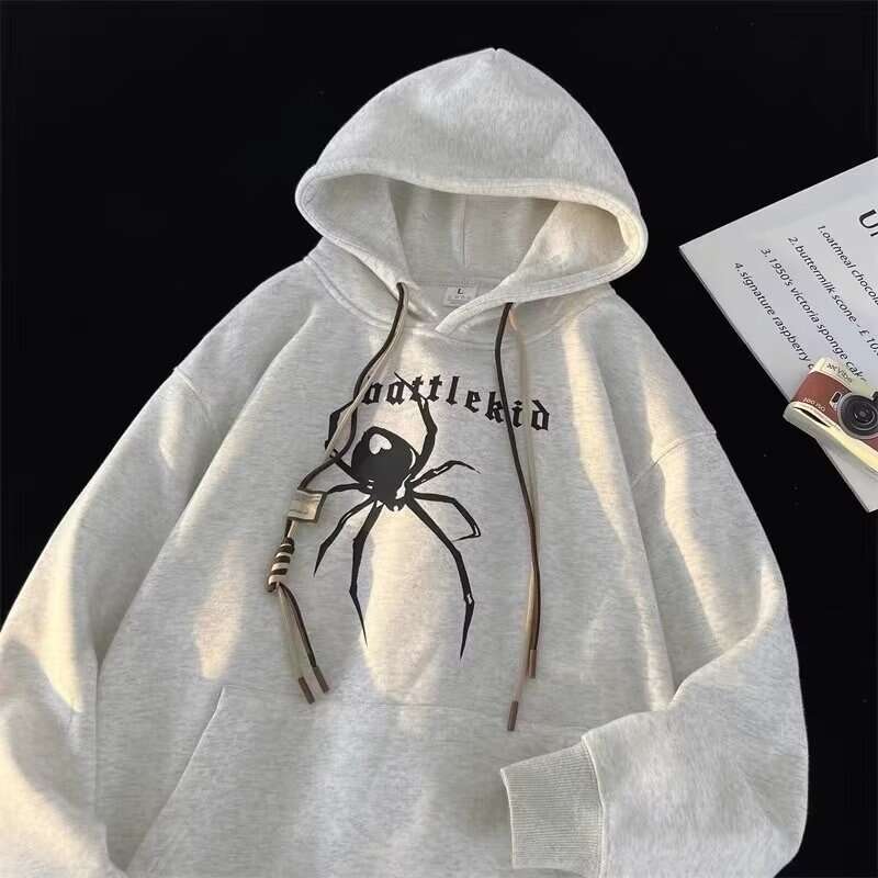 shanshi spider hoodie American spider print men's hooded spring and autumn new trendy high street loose oversized couple hoodie jacket hoodie