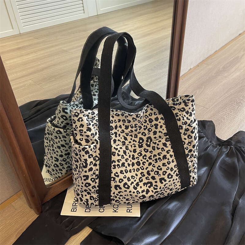 Designer Bag Leopard Canvas Bag Large Capacity Fashion Tote Bags Casual Women's Shoulder Handbag College Commuter Beach Travel Bag Bolsa 2024