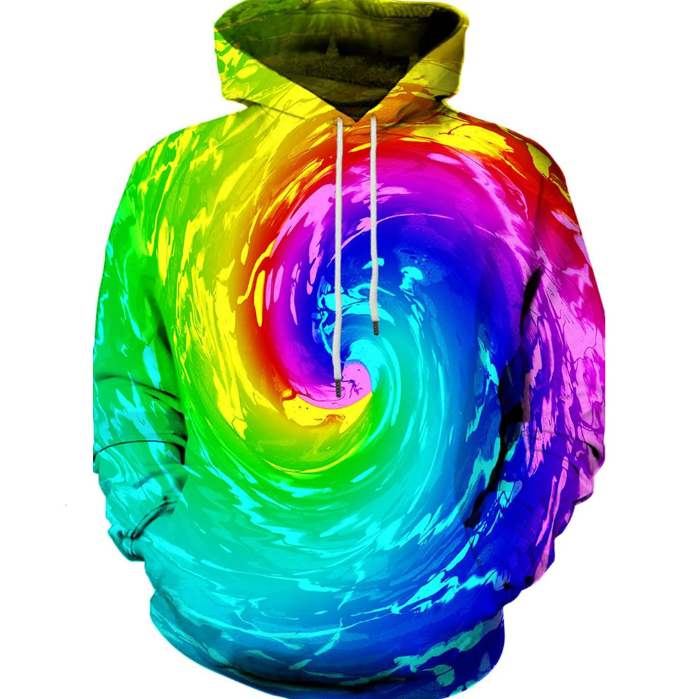 Hoodie for Mens Womens Unisex 3D Printed Hoodie with Big Pockets Graphic Hoodies sweatshirt Pullover Long Sleeve Colorful and Colorful Color Vortex