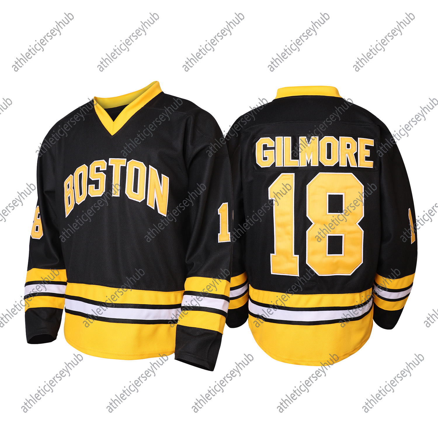 Gilmore 18 Black and Yellow Hockey jerseys Stiched Custom Name And Number