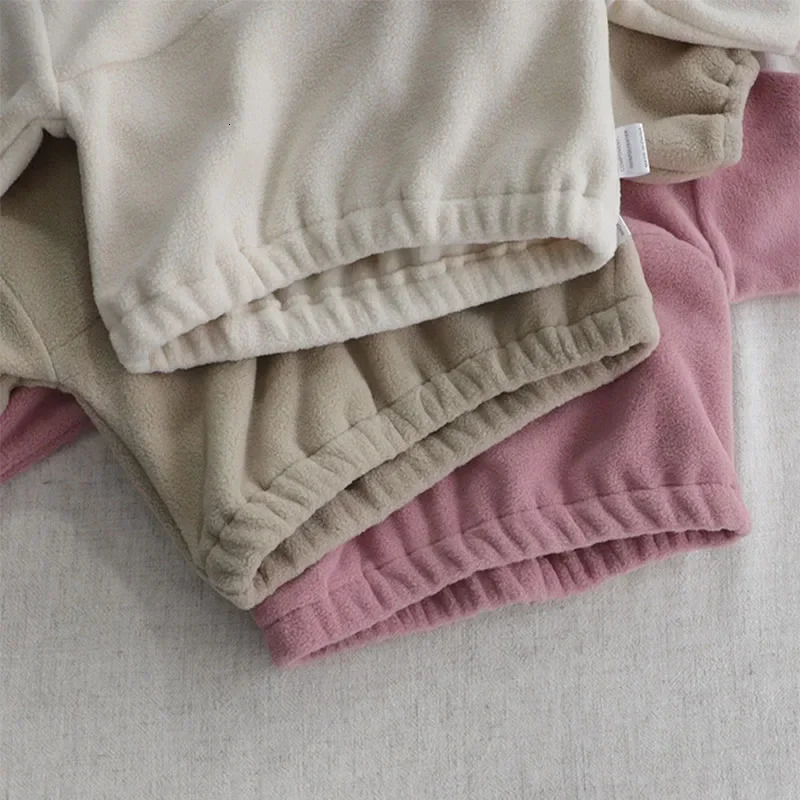 Winter Baby Clothes Sets Girls Boys CoatsPants 2Pcs Sports Suits Solid Color Thicken Fleece Warm Toddler Casual Tracksuit 241106