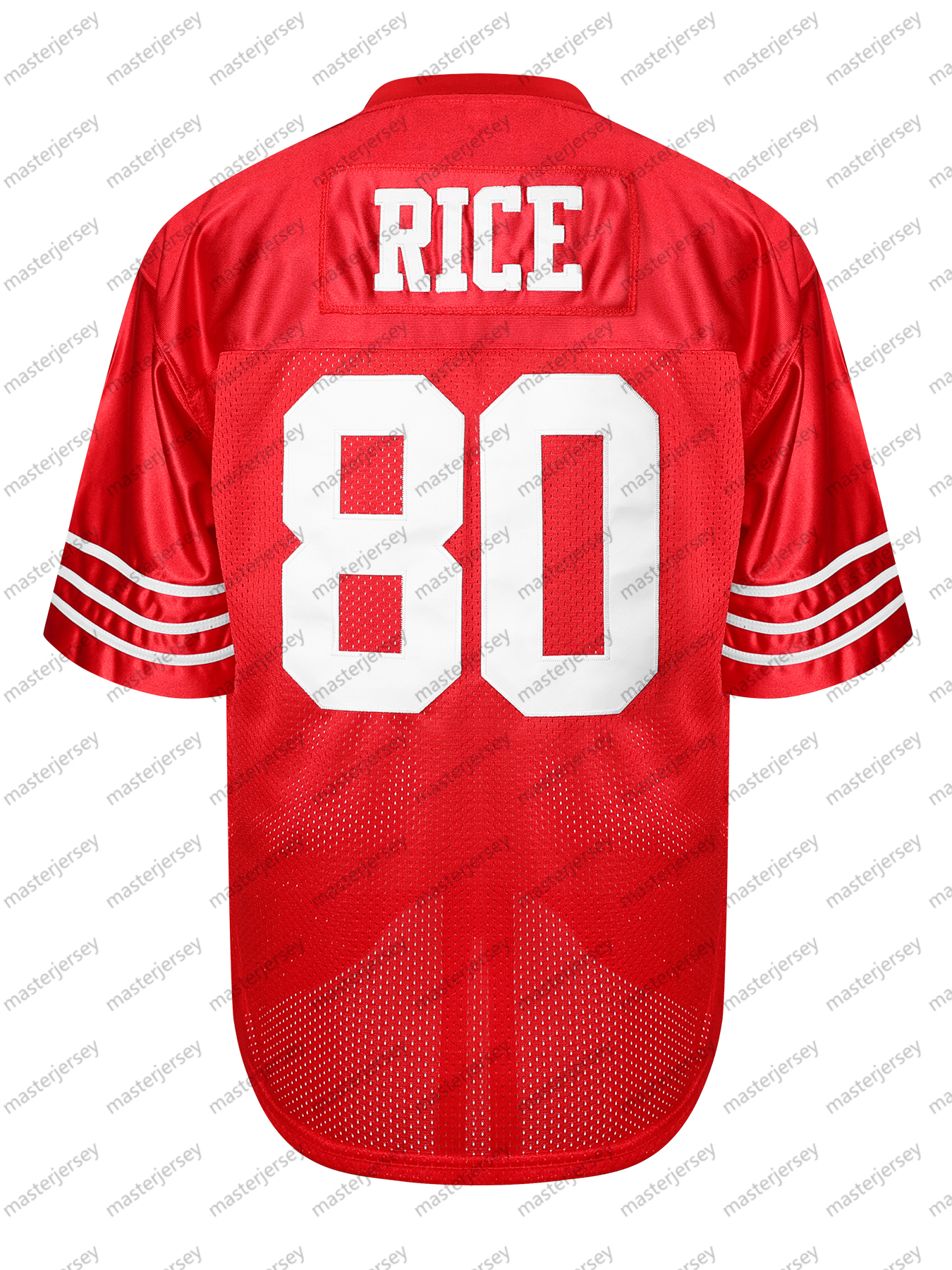 #80 Jerry Rice Comfy V-Neck Football Jersey Red Mesh Embroidery for Training and Competition Breathable Moisture-Wicking Short Sleeve Top for Active j