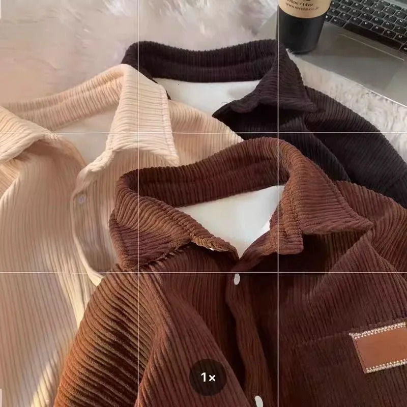 Autumn Winter Lambswool Shirt Jacket Men Warm Polo Neck Button Casual Pocket Vintage Fashion Men Winter Jacket 241106