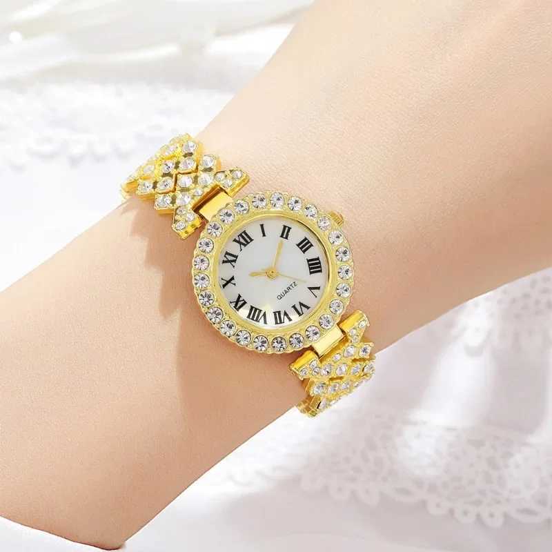 Diamond Wens Bracelet Watch Luxury Fashion Watch Bracelet Set Fl Crystal 5Pcs Watch Used for Wen Rhinestone Set Gift Reloj X241106