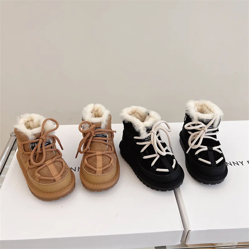 Winter Childrens Snow Boots Warm Plush Childrens Shoes Anti slip Fashion Baby Shoes 241106