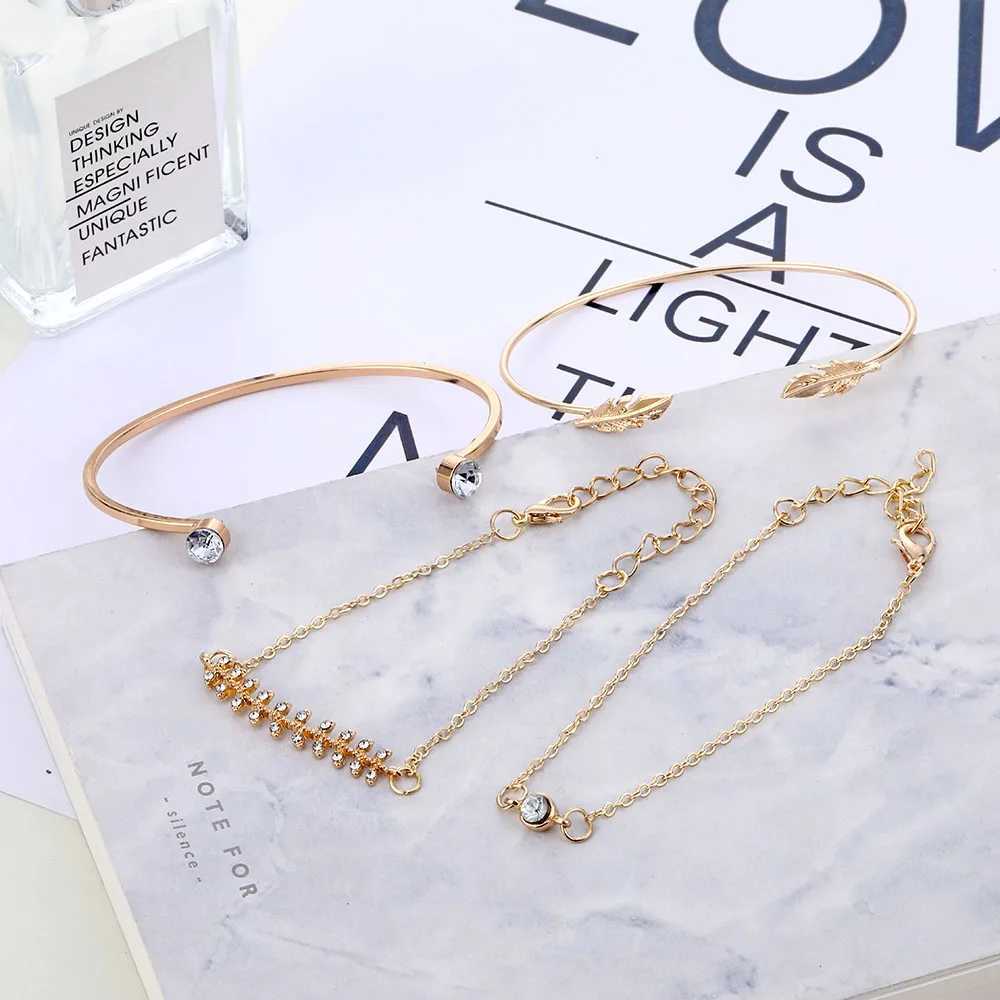IPARAM Retro Gold Poetic Crystal Alloy Bracelet Set Used for Arrow Feather Moon Bonn Bracelets X241106