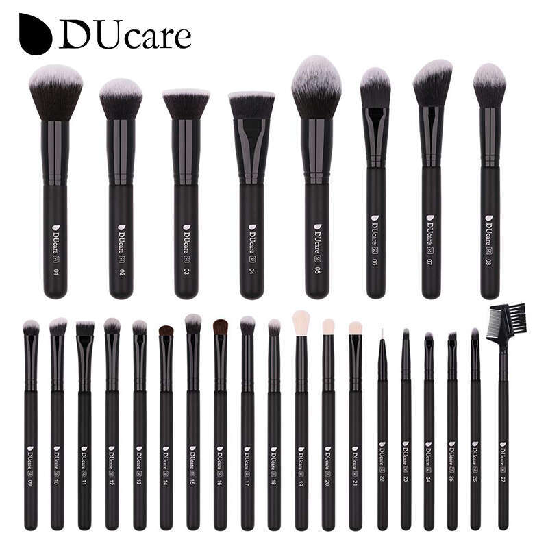 Ducare 27Pcs Brush Set Professional Cosmetics Blushes Foundation Eyeshadow Eyelash Beauty Make Up Tool With Makeup Bag