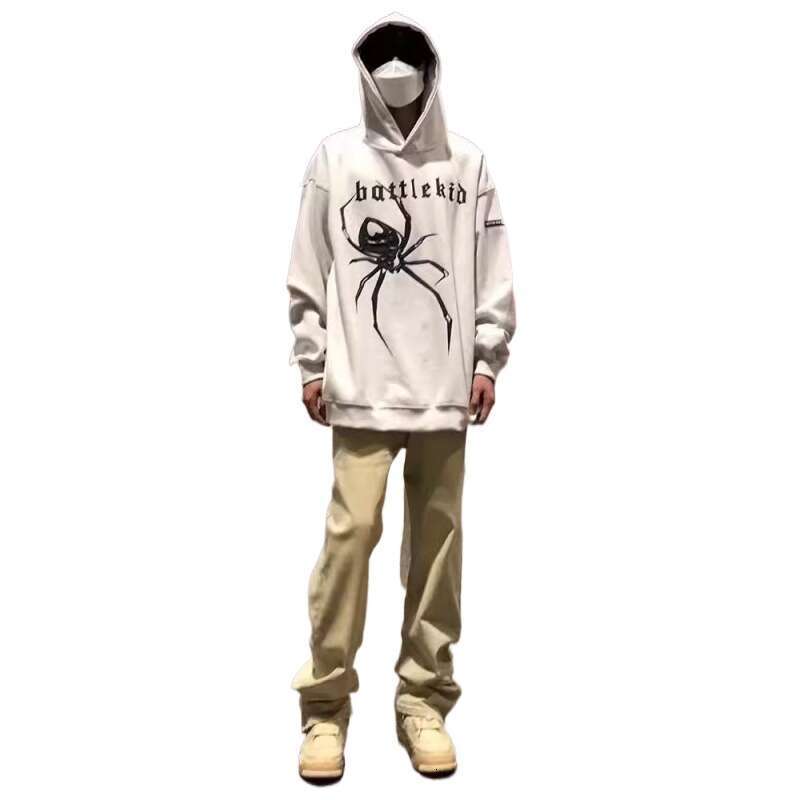 shanshi spider hoodie Trendy high hip-hop spider print hooded sweatshirt for men autumn and winter street loose hoodie jacket hoodie