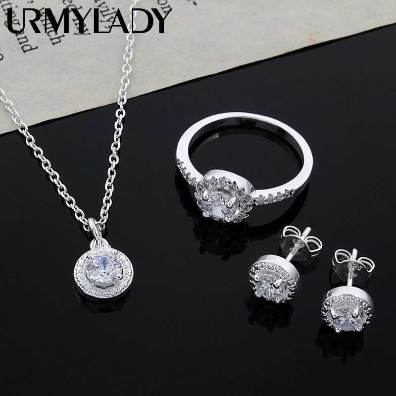 Cute pure silver Christmas gift noble fashionable elegant embellishment crystal CZ necklace earrings jewelry set X241106