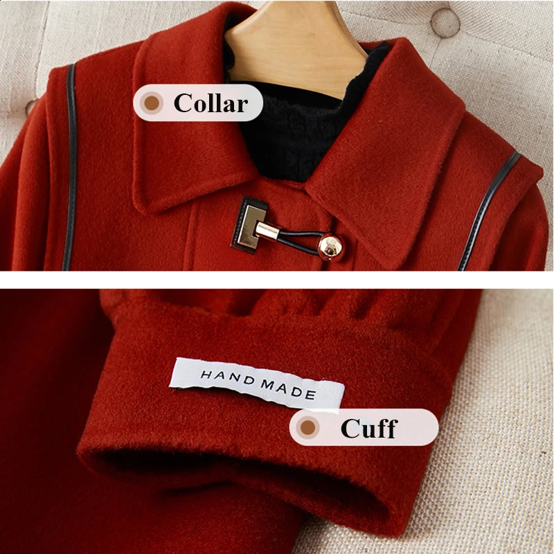 Women Wool Blends Coats Fashion Patchwork ned Puff Sleeve Elegant Lady Cashmere Clothes M4XL Mujer French Style Harajuku 241105