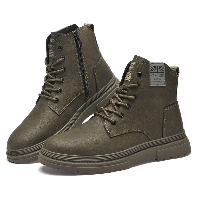 2025 New Genuine Leather Men's Winter Designer Warm Deert Men's Plush Snow Large Ankle Boots Outdoor Leisure Work High Top Shoes