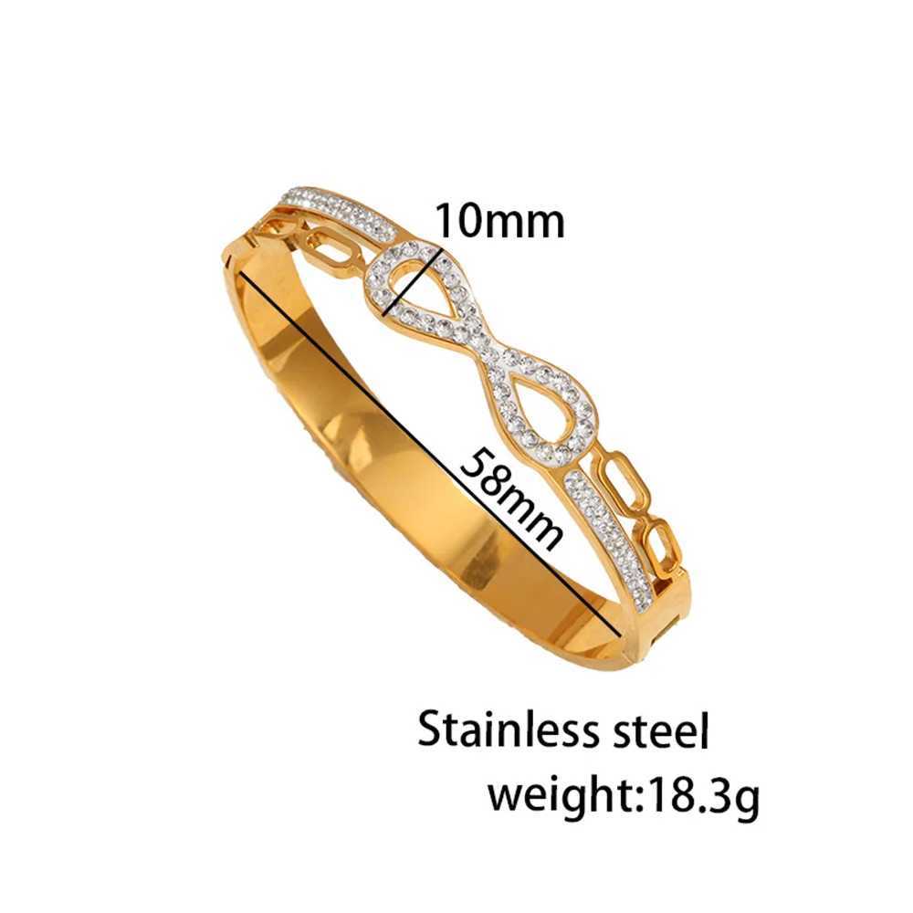 New 8-character infinite symbol zircon waterproof gold-plated stainless steel bracelet wedding party jewelry couple gifts X241106