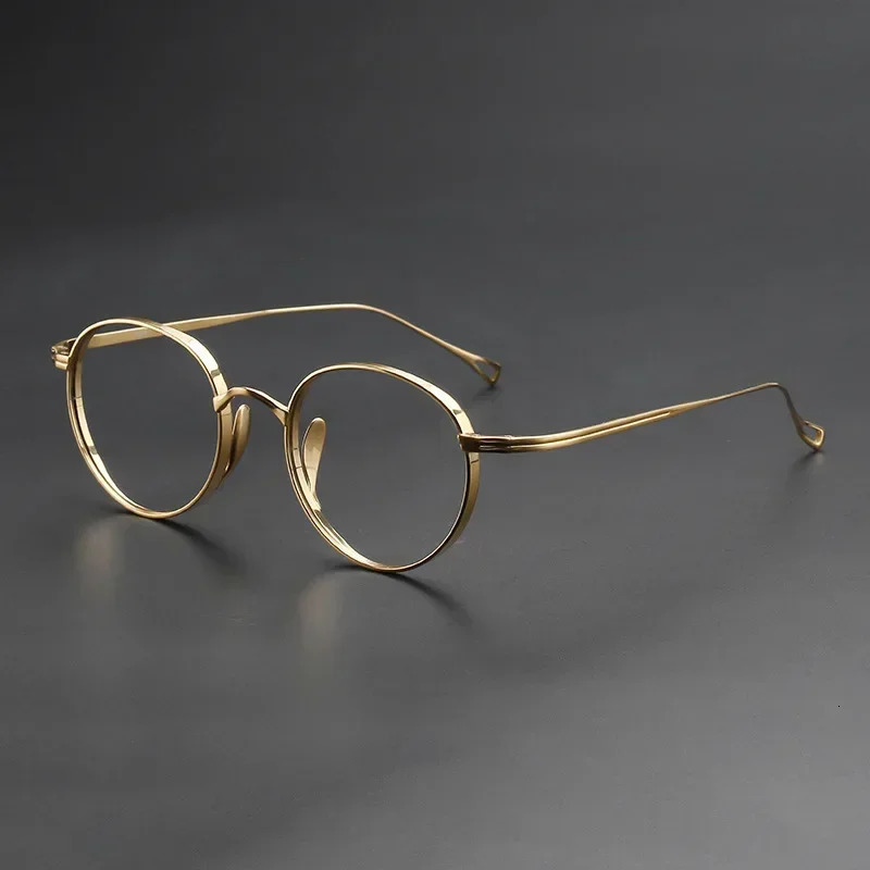 Quality Pure Glasses Frame Men Retro Round er Eyewear Male Women Optical Prescription Eyeglasses Frames 241105