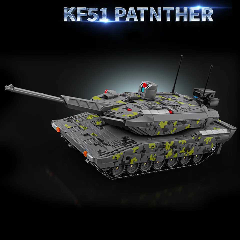 Blocks 2235 pcs+Black Panther KF51 new generation main battle tank large particle component building block toy creative collectiblesY241106FES4