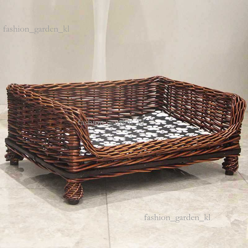 Willow Woven Dog Nest, Cane Woven Pet Nest, Teddy Gold Hair Large Dog Nest, Detachable And Washable, Suitable For All Seasons In Spring, Summer, Autum