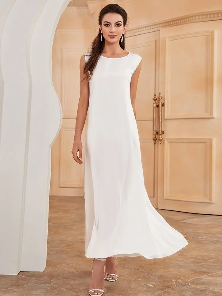 White Ramadan African Dresses Islamic Clothing For Women Dubai Abaya Turkey Arabic Muslim Dress Robe Musulmane Femme Vestidos 240403
