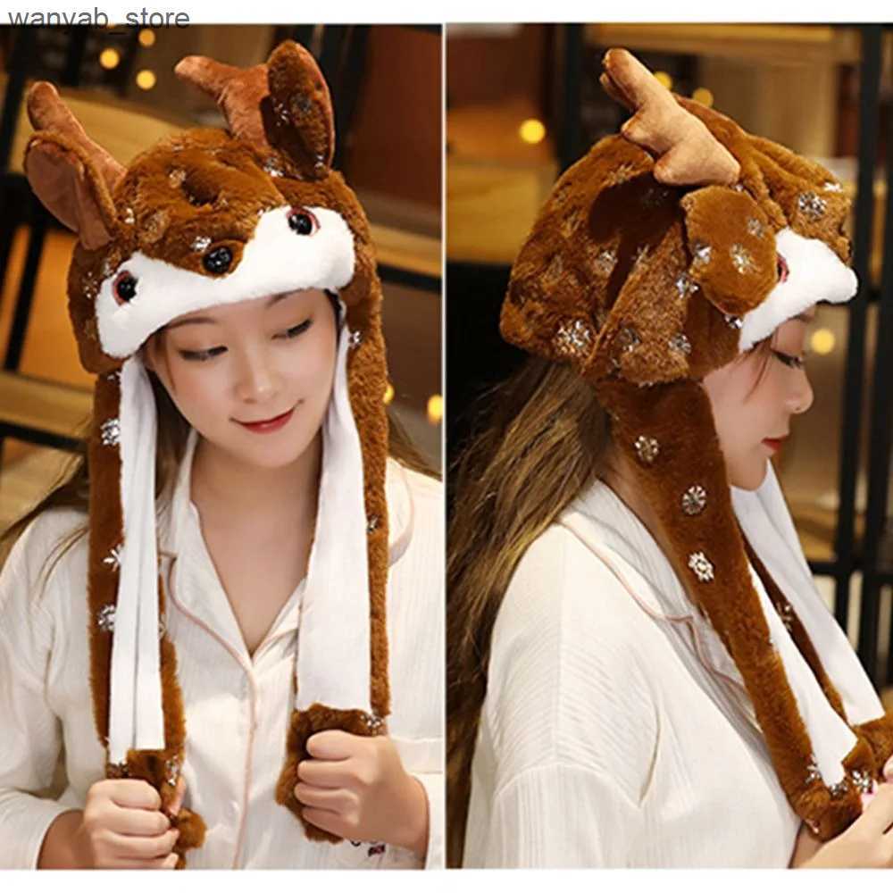 Wide Brim Hats Bucket Hats with Ears Will Santa Claus Hat Cute Soft with Air Bags Snowman Hat Elk Hat Gift L240910