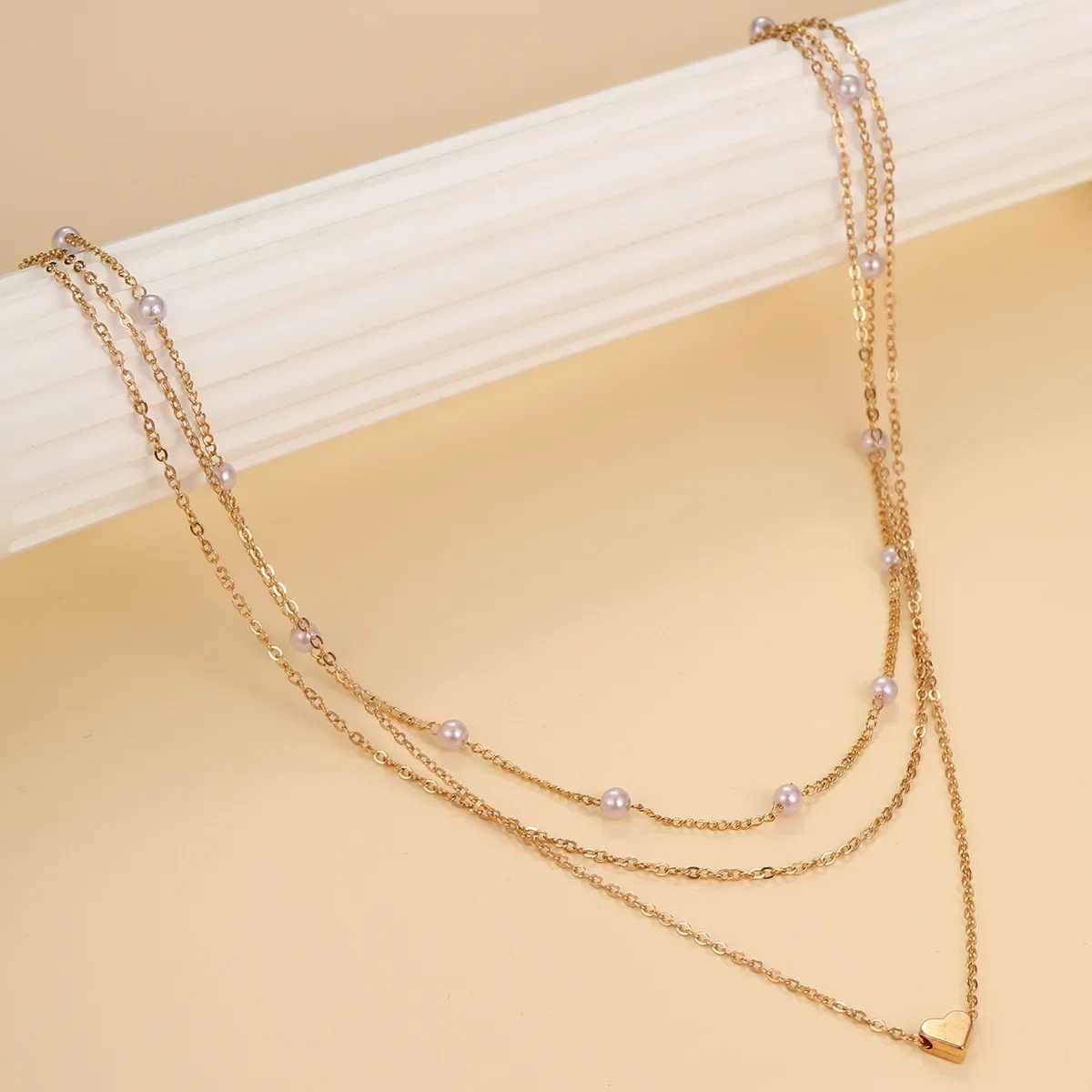 LATS Mtilayer Pearl Cross Pendant Necklace for Warm Gold Fashion Necklace 2024 Trend Jewelry X241106