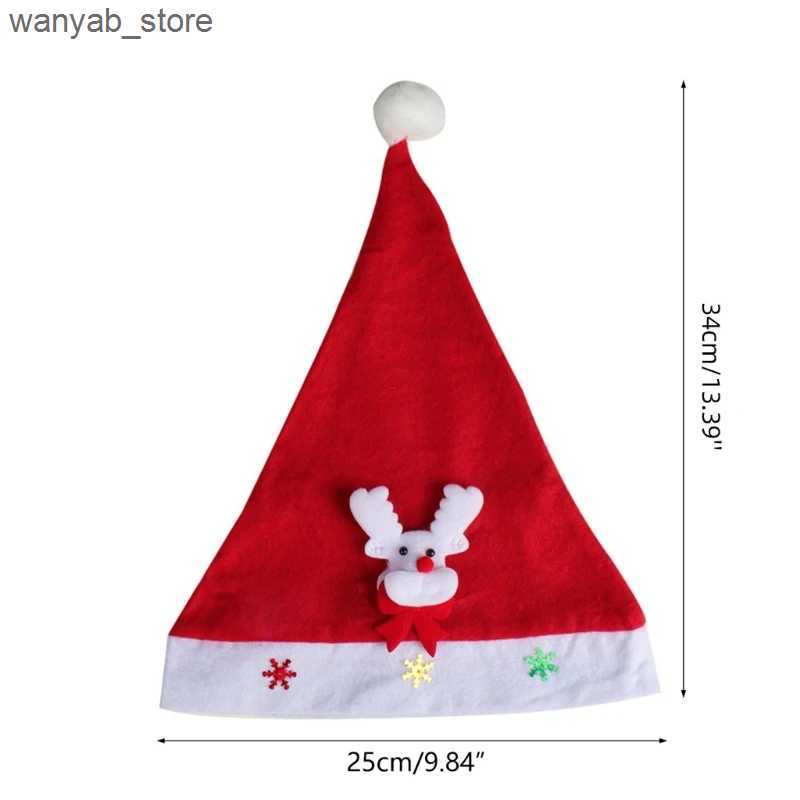 Wide Brim Hats Bucket Hats Holiday Decor LED Light up Christmas Hats Eye Catching Led Flashing Plush Hat L240910