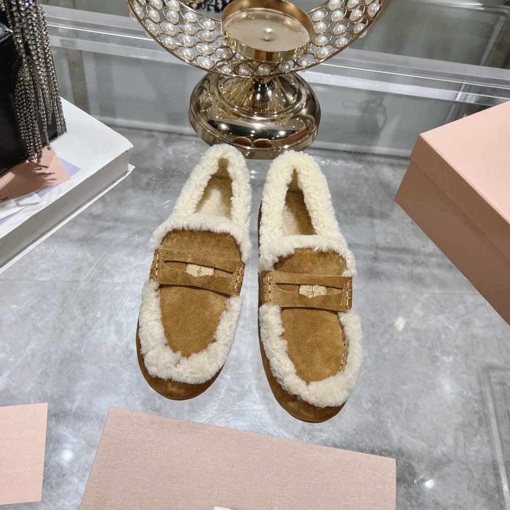 2024 Fall And Winter New Soft Bottom Bean Comfortable Casual Loafers Anti-Skid Flat Cotton Shoes