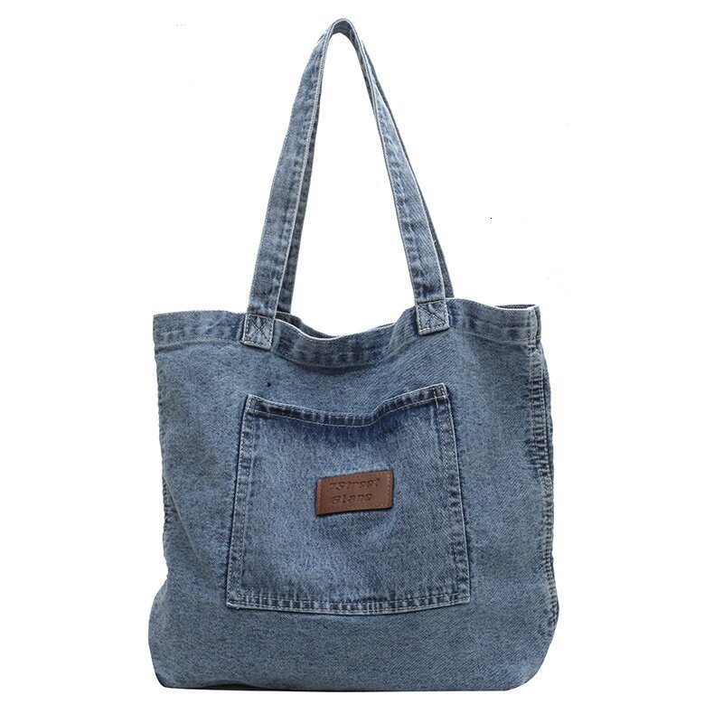 New designer denim canvas shoulder bag, new large capacity shopping, niche art handbag, casual handbag, trendy bag