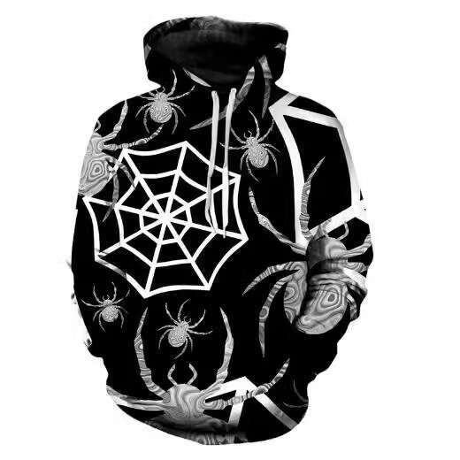 shanshi spider hoodie Halloween Spider Web Men's Casual Hoodie hoodie