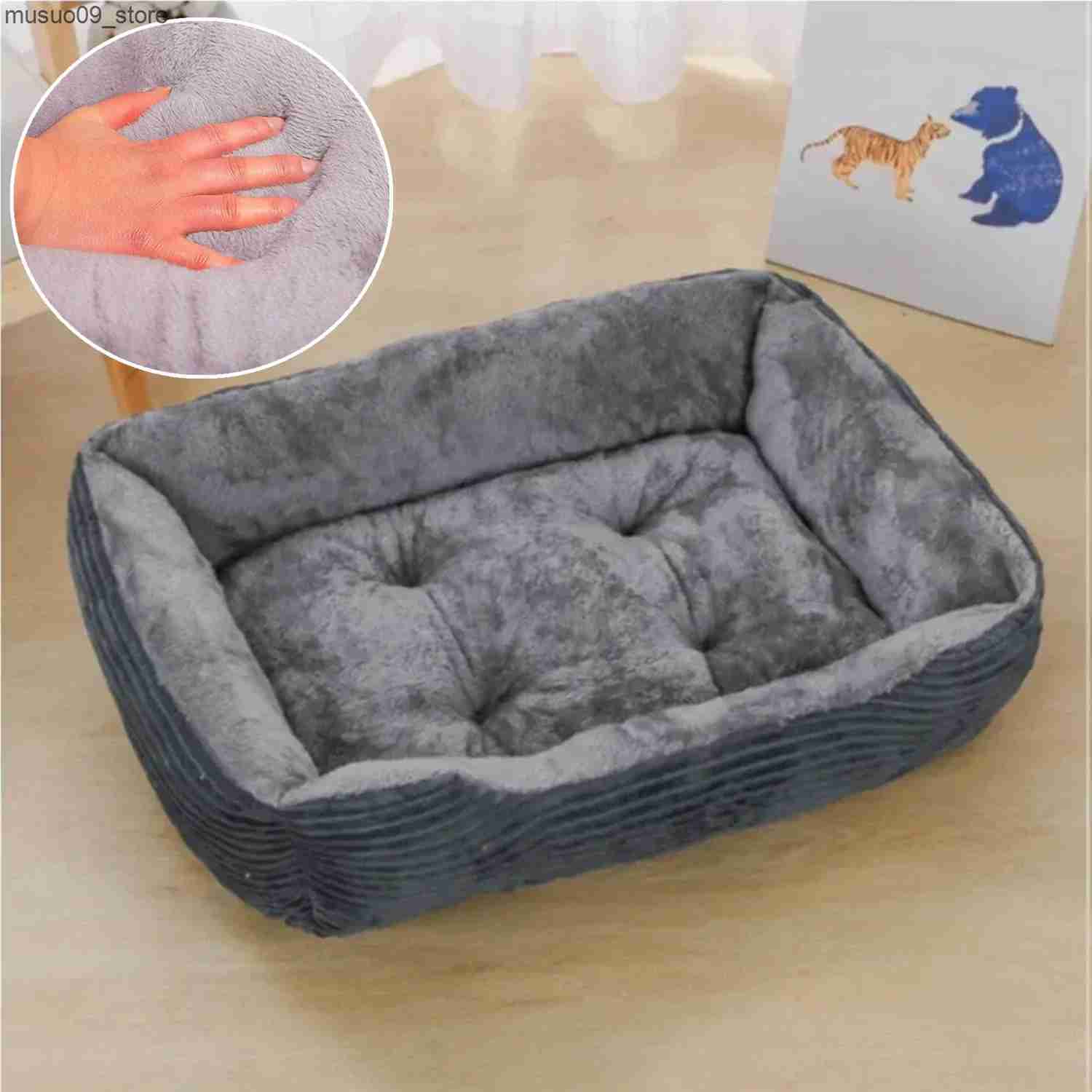 kennels pens Dog bed cat pet square plush dog house small and medium-sized dog sofa pet bed pet bed pet bed L240910