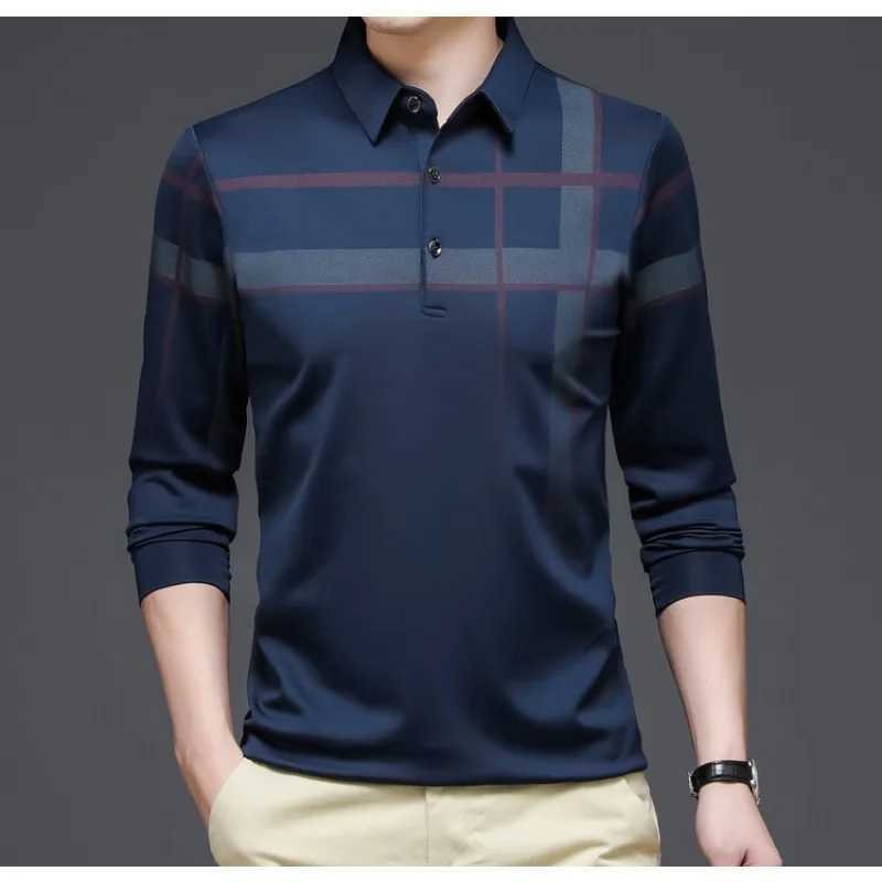 New arrivals 2024 autumn long Sved T-shirt printed casual mens striped loose fashion shirt W241106