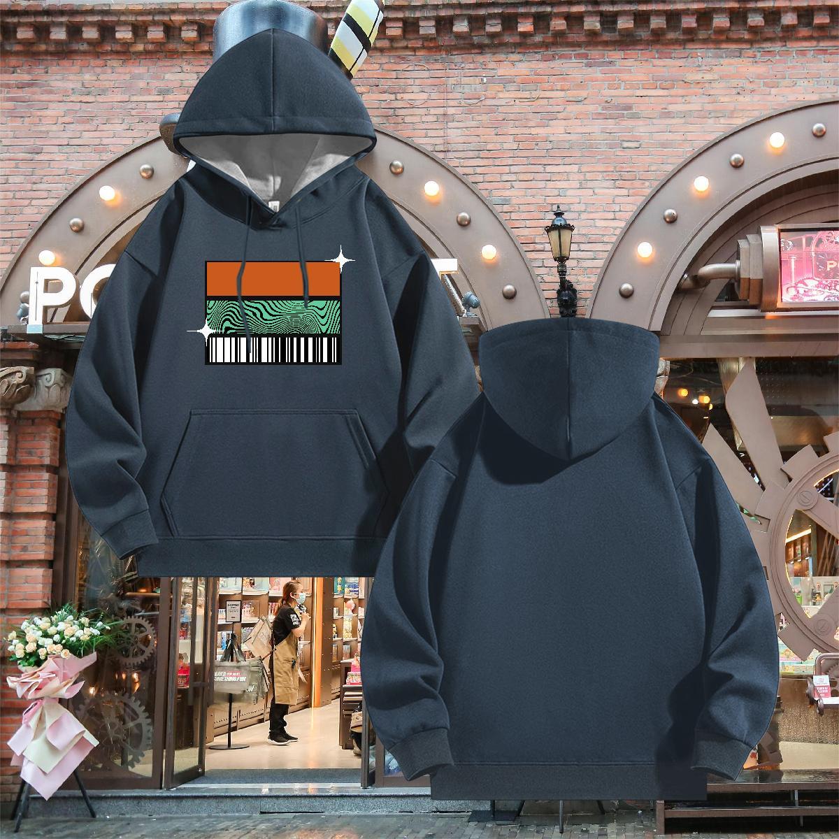 Fashion Hoodie Breathable Soft TOP Quality Men Clothes Hoodie Custom Print Plus Size Tops Pullover Hoodie Street Casual 350g Cotton