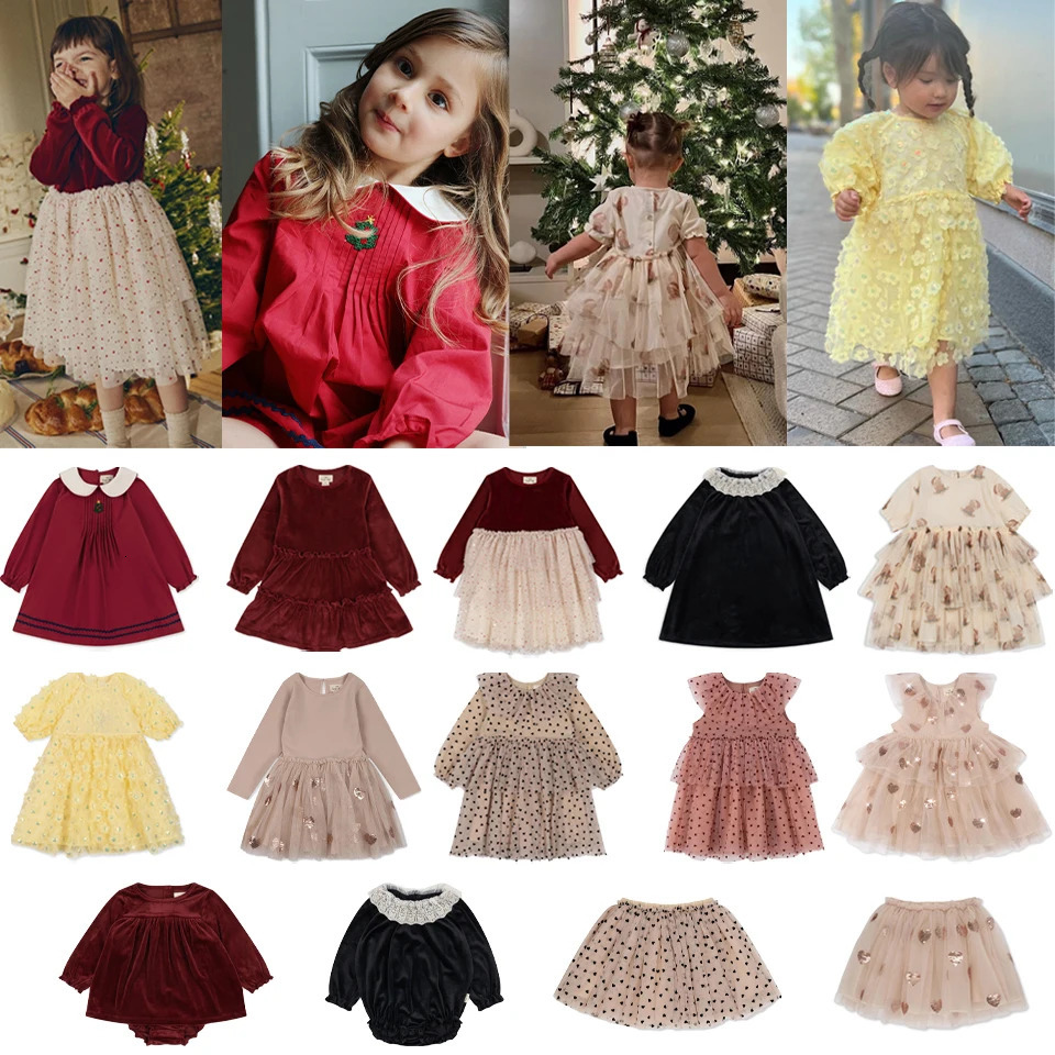 Girls Princess Dress 2024 KS Christmas Girl Floral Mesh Dresses Baby Cute Rompers Kids Sequin Skirt Carnival Party Vestidos 241106
