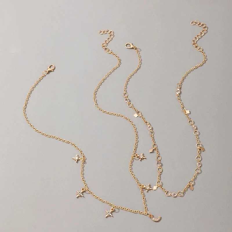Tocona 2-piece/set Bohen Starry Moon tassel Kravik chain necklace used for charm Mti layer adjustable jewelry 4779 X241106