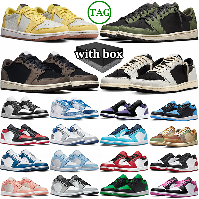 with box men women basketball shoes low sneakers black white grey brown green pink sky light grey bred multi mens womens trainers outdoor sports shoe