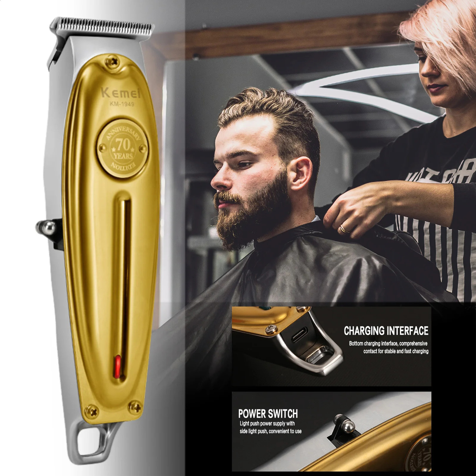 Professional barber with rechargeable precision steel blade hairstylist suitable for hairstylists in hair salons or families 241105