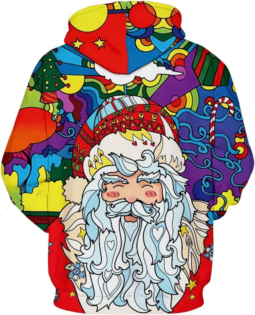 Hoodie for Mens Hoodie 3D Printed Pullover Hooded Sweatshirt Cool Outfits With Pockets Graphic Hoodies sweatshirt Cute Santa