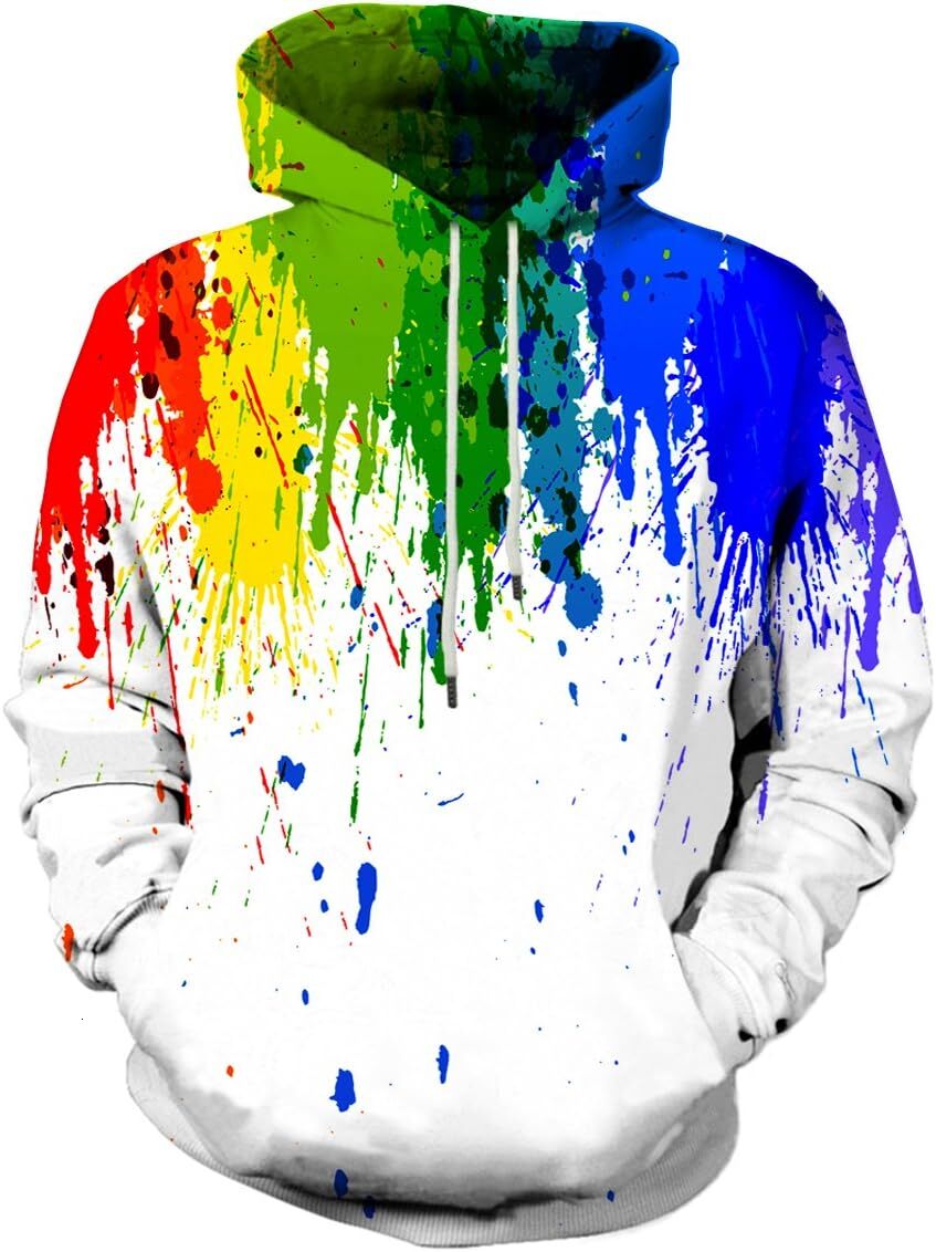 Hoodie for Mens Womens Unisex Graphic Print Hoodies 3D Colorful Novelty Design Long Sleeve Sweaters with Pocket Graphic Fashion Color