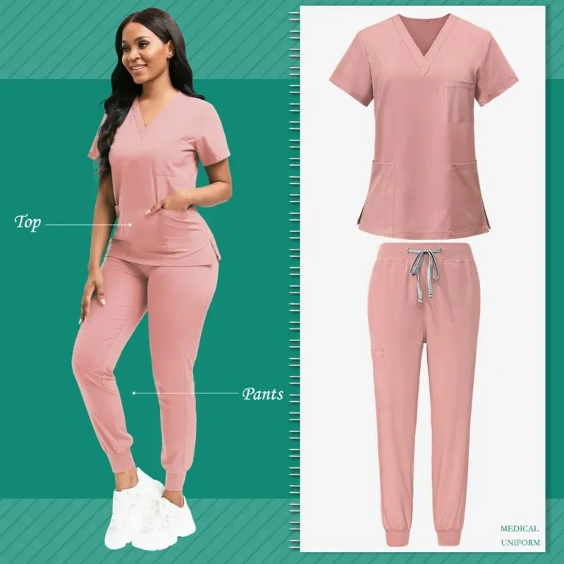 Simple hospital Surgical Clothing Medical Uniforms Women Scrubs Sets Doctors Nurses Accories Dental Cic Beauty Sal Workwear Set