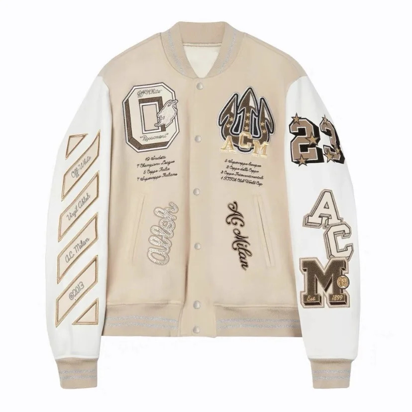 Trendy Soccer Fashion New Men's Embroidered Bomber Hip Hop Letter Splicing Leather Baseball Clothing Y2k Jacket