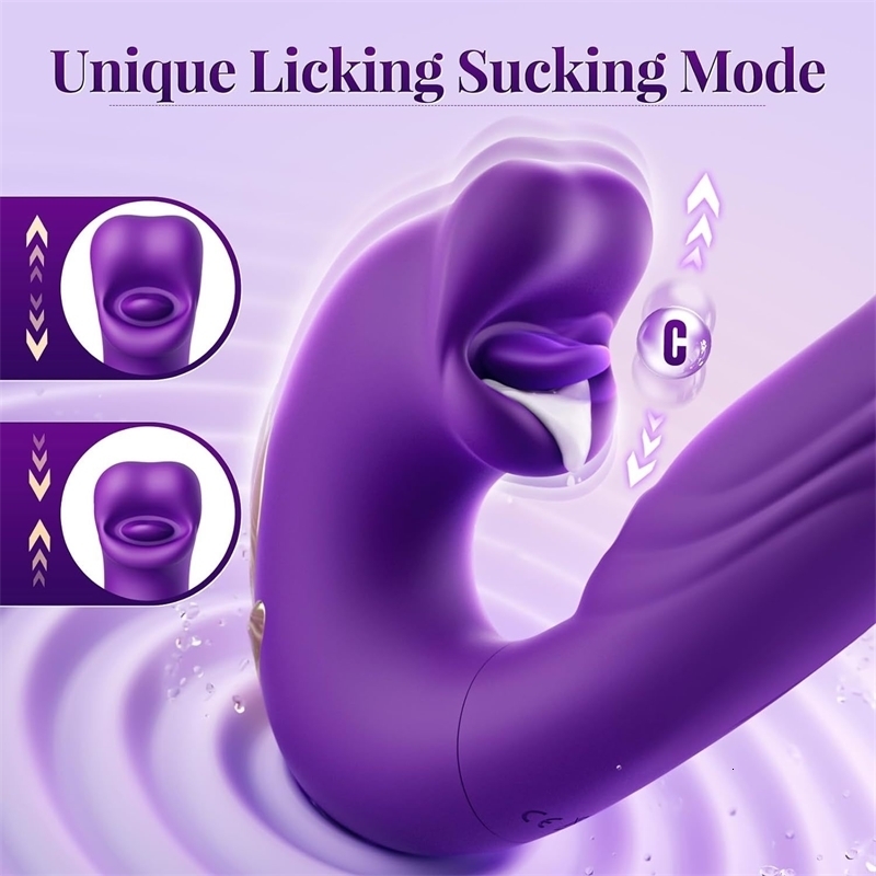 Finger Flapping Mouth Vibrator G Spot Tongue Vibrating Massager Clitoral Stimulation Realistic Dildo Anal Sex Toys for Women 241105