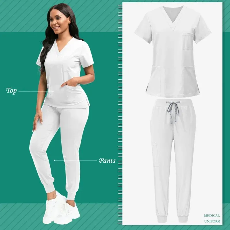 Simple hospital Surgical Clothing Medical Uniforms Women Scrubs Sets Doctors Nurses Accories Dental Cic Beauty Sal Workwear Set