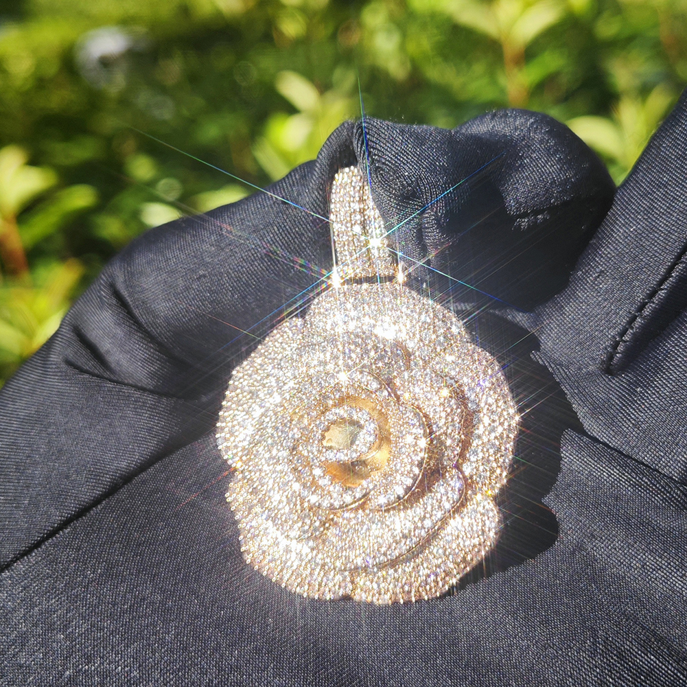 Hip Hop Rose Flower Pendant Necklace TopBling Women Mens Lover Couple Jewelry
