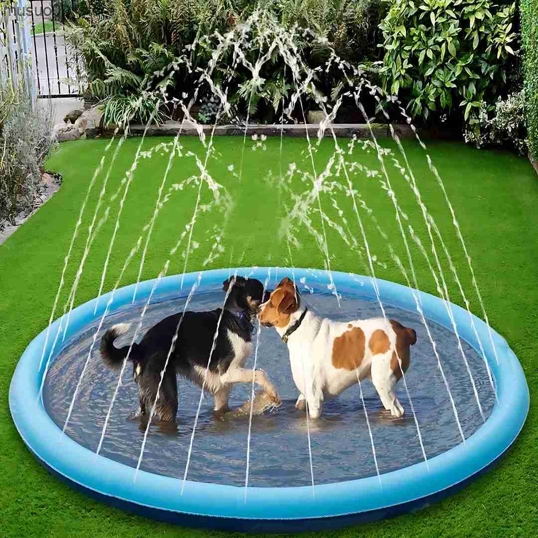 kennels pens 100/150/200cm Summer Pet Swimming Pool Inflatable Water Slide Pad Game Cooling Pad Outdoor Interactive Fountain Toy L240910