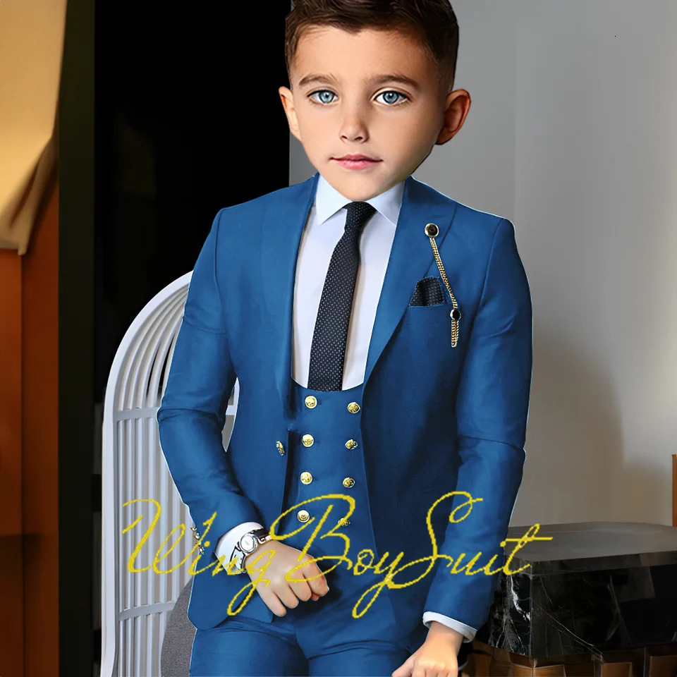 Classic Boys Suit 3 Piece Jacket Pants Vest Wedding Tuxedo Kids Formal Party 2-16 Years Custom Blazer Child 241106