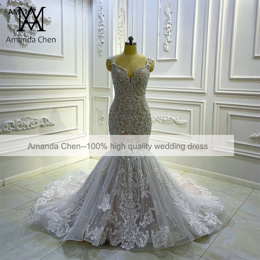 Champagne Lace Mermaid Wedding Dress