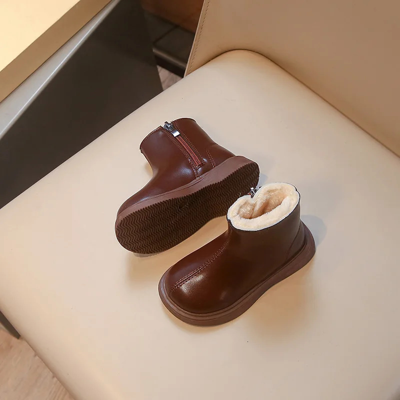 Childrens Boots Padded Thickened Boys and Girls Cotton Shoes Size 23-35 Versatile Non-slip Kids Baby Martin Boots Shoes 241106