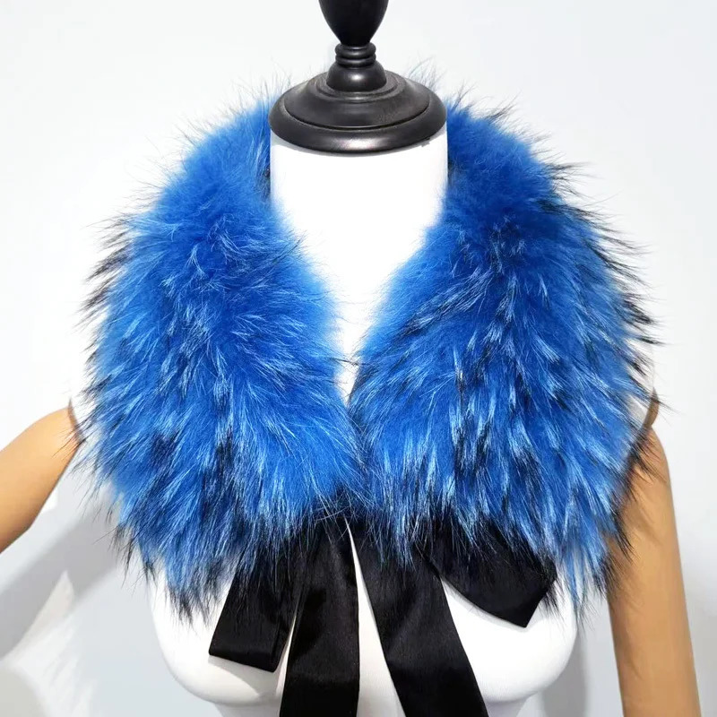 Raccoon fur collar womens winter coat hood decoration fur collar fashionable warm coat shawl natural raccoon fur scarf collar warm 241106