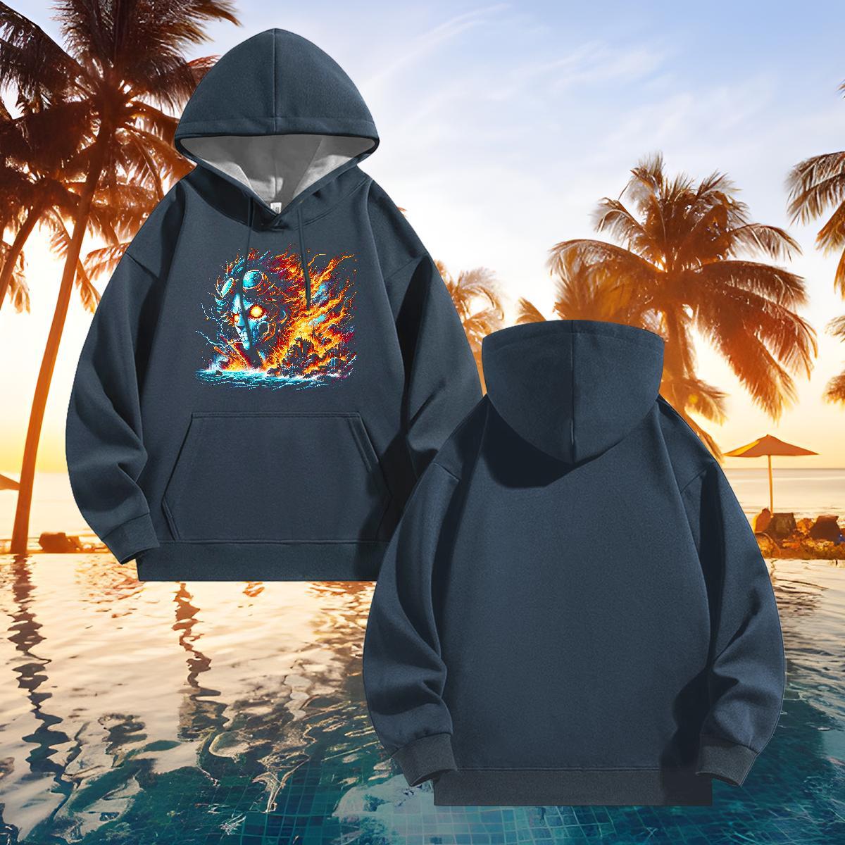 Stylist Hoodie for Men Autumn Winter Casual Loose Fit Men Tops Hoodie Breathable Drawstring Hoodie US Plus Size Clothes Hoodie 350g Cotton