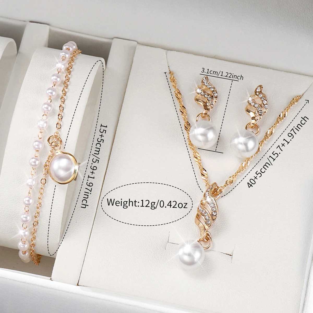 5-piece Wens Watch Fashion Matte Dial Leather Strap Quartz Watch Pearl Jewelry Set (No Box) X241106